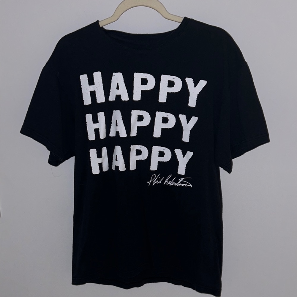 Black 'Happy Happy Happy' T-Shirt